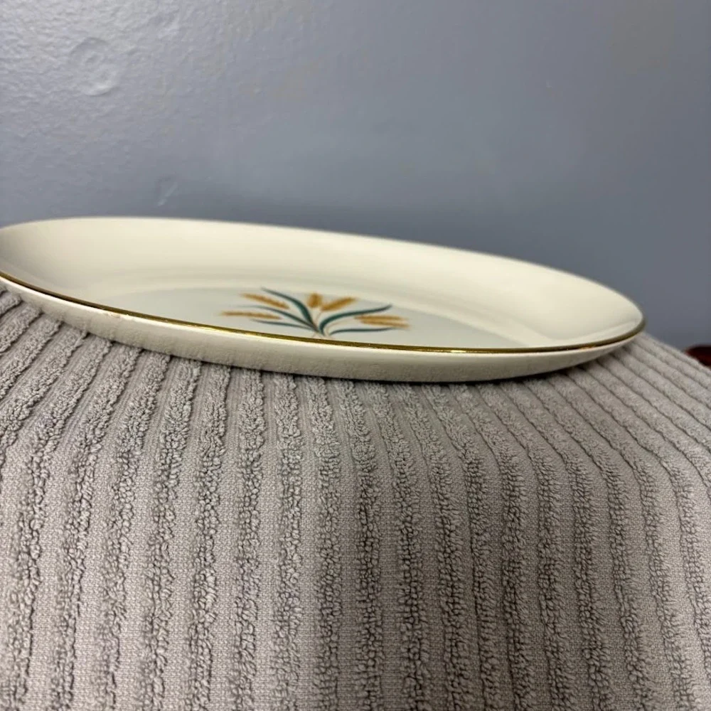 Homer Laughlin Rhythm Royal Harvest Oval Serving Platter Gold Trim 11.5